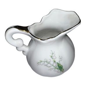 Vintage! Creamer Pitcher with Gold trim- LEFTON China 03119- Lily of the Valley